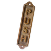 Brass Door Sign "PUSH" Antique Finish